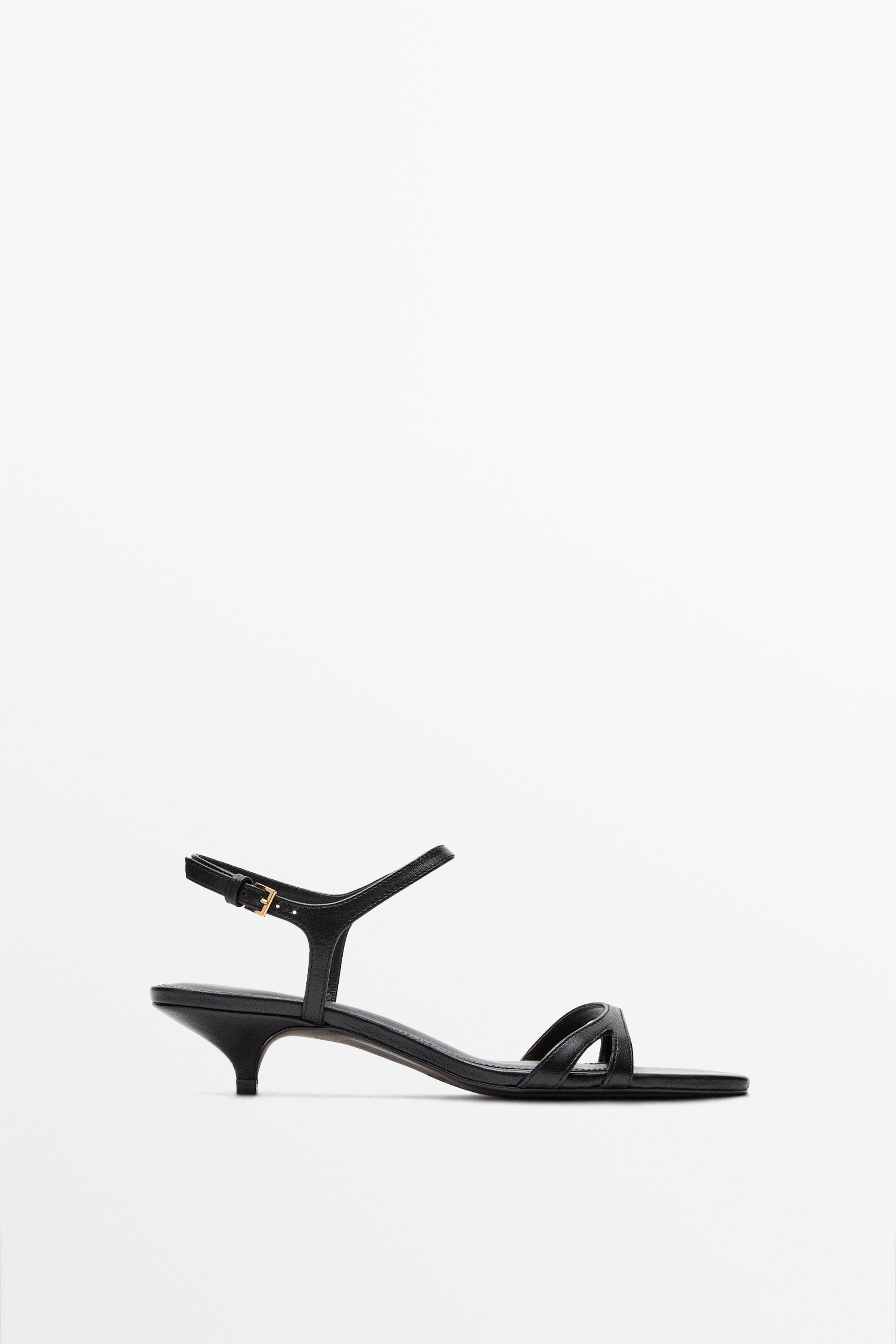 Leather low-heel sandals